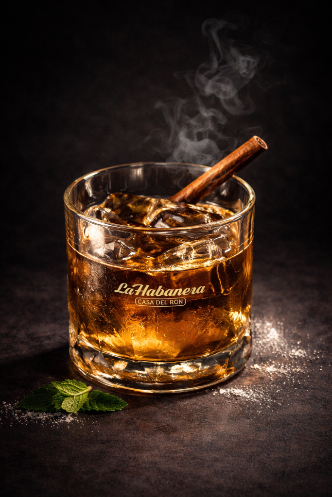 Dram of Cuba rum cocktail at La Habanera Cuban bar in Hanoi